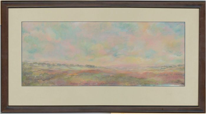 N. St John - Vibrant Signed Contemporary Gouache, Heather Moorland Landscape