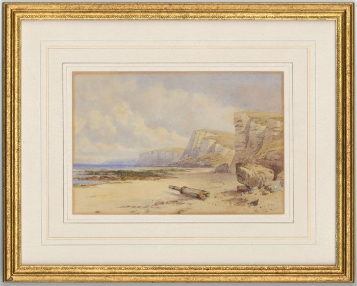 W.H. Prior - Signed 1862 Watercolour, Beach View with Cliffs