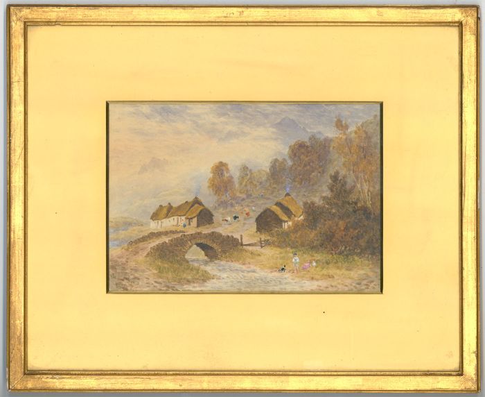 Fred Alsop - Signed 1879 Watercolour, Children Playing by a River