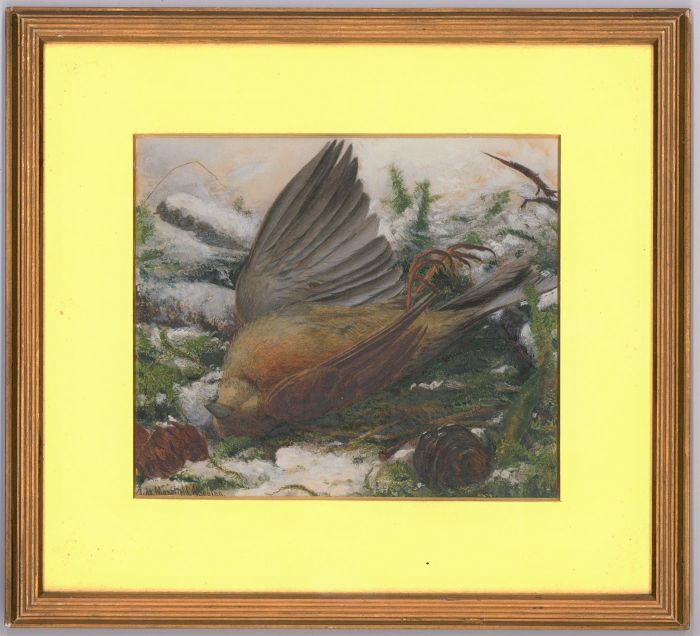 John de Mansfield Absolon (1843-1879) - Signed Watercolour, Dead Bird in Snow