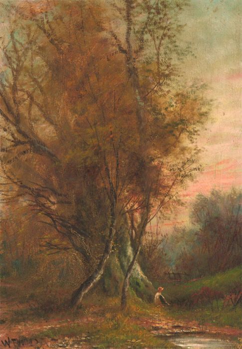 W. Thomas - Signed Late 19th Century Oil, Autumn Woodland with Figure