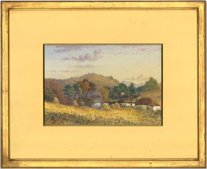Frederick Alsop - Signed 1878 Watercolour, Hunter and Hound in a Landscape