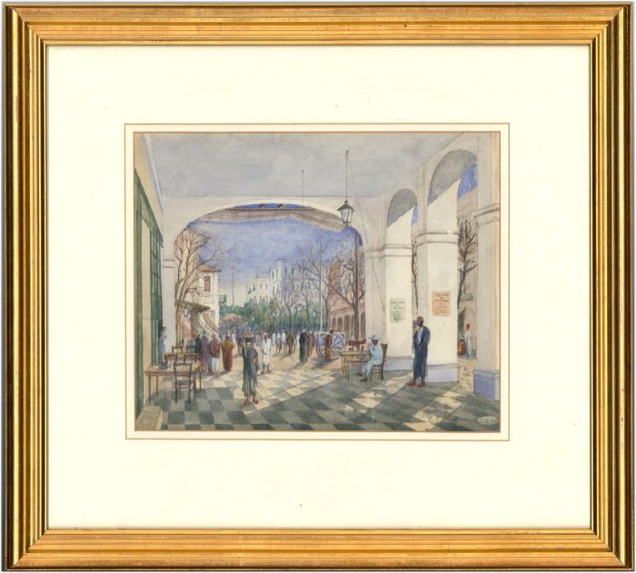 Gilt Framed 1895 Watercolour - Middle Eastern Marketplace