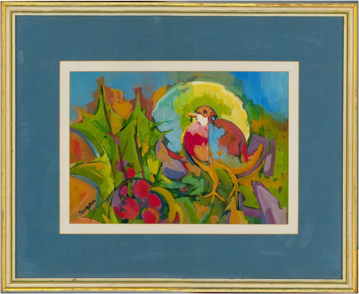 Robert Thompson - Signed 20th Century Gouache, Christmas Bird