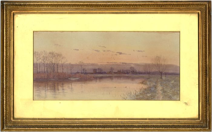 Robert Winter (1872-1930) - Gilt Framed 1893 Watercolour, A Fen Village