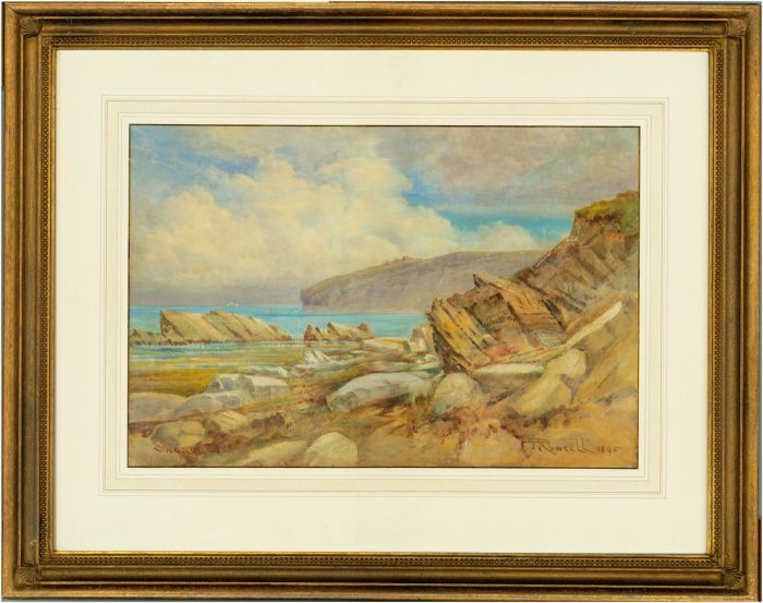 T.N. Rowsell - Signed 1895 Watercolour, Coastal Landscape at Swanage