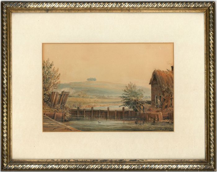 English School Framed 19th Century Watercolour - St Catherine's Hill, Winchester