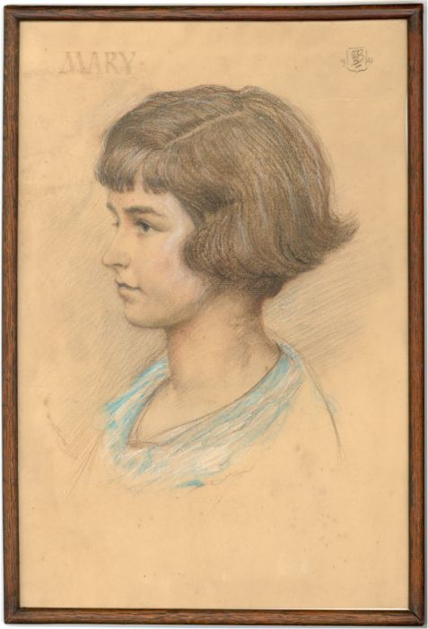 Murray Bernard Bladon (1864-1939) - Framed 1921 Pastel, Portrait of a Young Girl