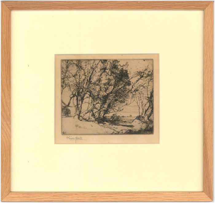 Oliver Hall RA RE RWS - Signed and Framed Original Etching, Forest Scene