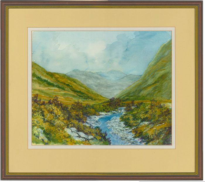 James Frank Adams (1923-2008) - Signed 2000 Watercolour, Scottish Landscape