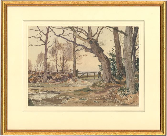 Claude Graham Muncaster (1903-1974) - Framed 1943 Watercolour, Woodland Gate