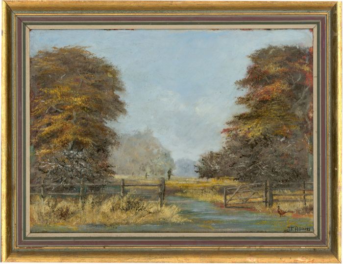 James Frank Adams (1923-2008) - Signed Oil, Hunters in an Autumnal Landscape