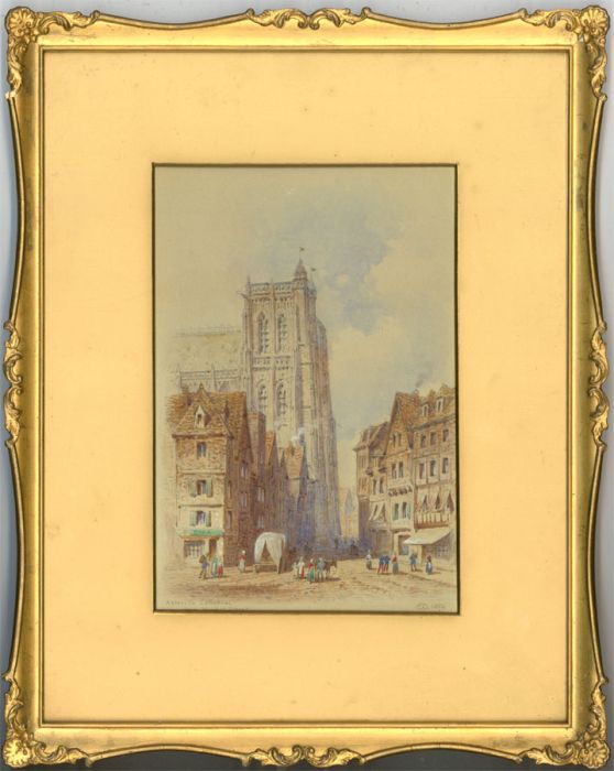 Edwin Thomas Doby (fl. 1849 - 1895) - Signed Watercolour, Abeville Cathedral