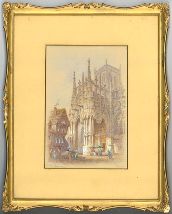Edwin Thomas Doby (fl. 1849 - 1895) - Signed Watercolour, Louviers, Normandy