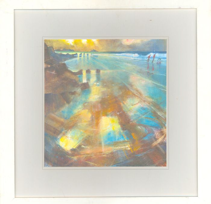 Richard Lannowe Hall (b. 1951) - Contemporary Gouache, Beach at Dusk