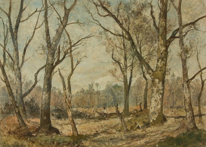 Oliver Hall RA RE RWS - Large 1945 Oil, Sussex Woodland in Spring