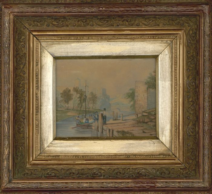 Gilt Framed Late 19th Century Watercolour - Continental River Scene