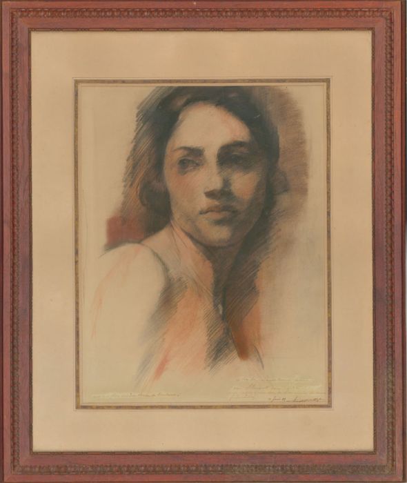 Framed 1928 Pastel - Portrait of a Lady