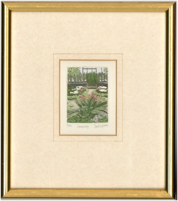 David Suff (b.1955) - Pair of Original 1986 Etchings, The Conservatory and Pool