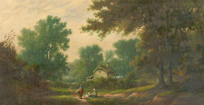 19th Century Oil - Rustic Country Lane