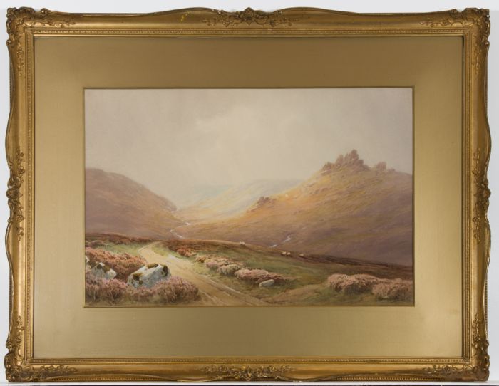 Charles Arthur Hannaford RBA (1887-1972) - Watercolour, Dartmoor Tor