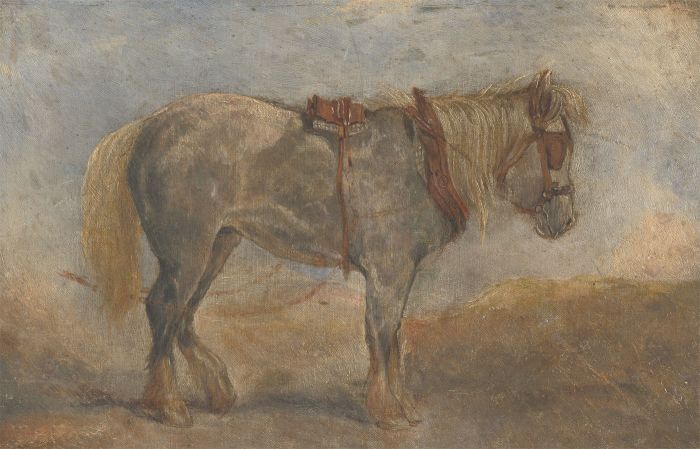 English School Late 19th Century Oil - Study of a Cart Horse