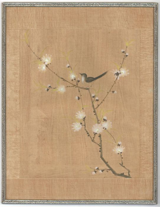 Framed 20th Century Gouache - Bird and Blossom