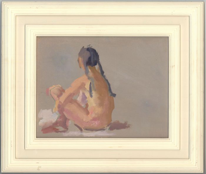 John Harvey (b. 1935) - Contemporary Oil, Seated Female Nude