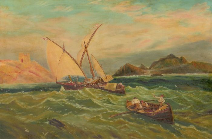 Continental School Late 19th Century Oil - Seascape off a Coast