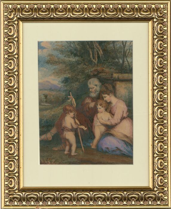 Anne Enfield - Signed and Framed 1842 Watercolour, The Holy Family