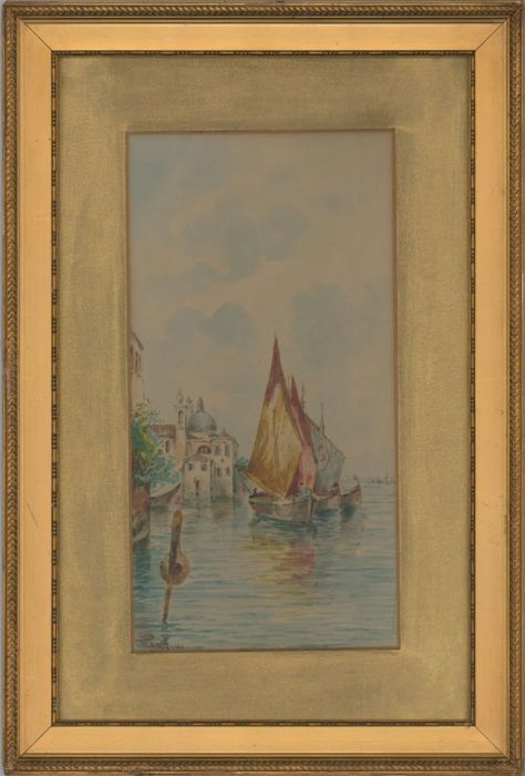 Edward Parrini (1850-1914) - Signed Late 19th Century Watercolour, Harbour Scene, Venice