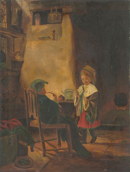 G.L. Barton - Late 19th Century Oil, Dutch Scene Interior with Children