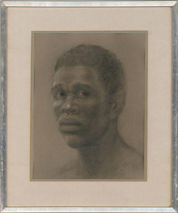 Ella Bennett - Framed Mid 20th Century Charcoal Drawing, Portrait of a Man