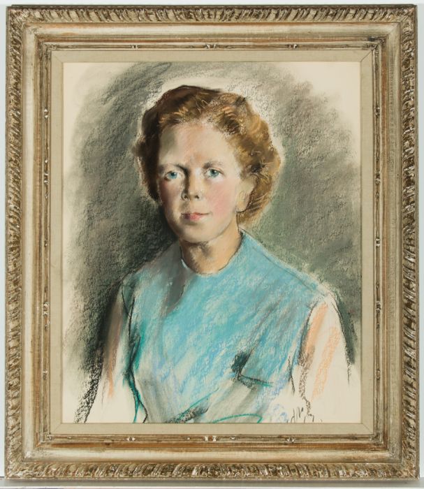 Large Framed Mid 20th Century Pastel - Portrait of a Woman