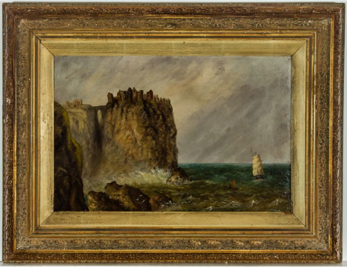 J. Ayre Jr - Signed and Framed 1882 Oil, Stormy Seascape, Scotland
