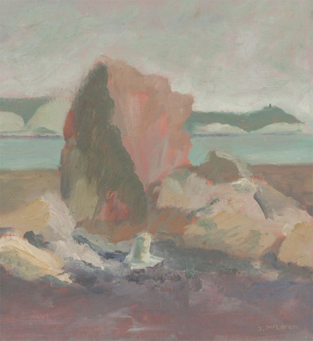 Impressionist 20th Century Oil - Coastal View with Rocks