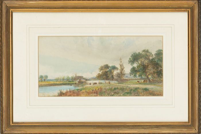 Arthur Willett (1857-1918) - Signed Watercolour, Cattle in a River Landscape