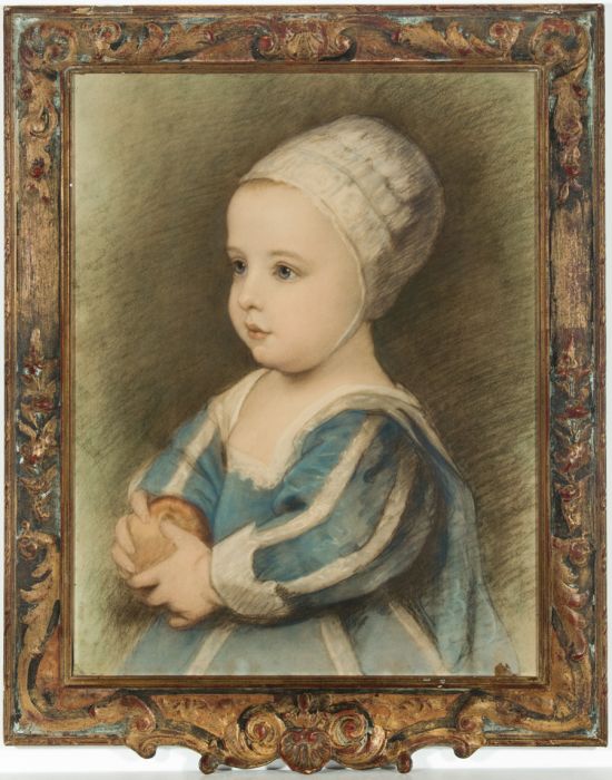 20th Century Decorative Gilt Frame Surrounding a Print of an Elizabethan child