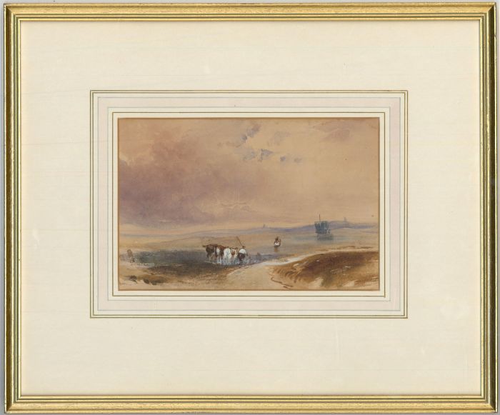 Framed Late 19th Century Watercolour - Figure and Livestock