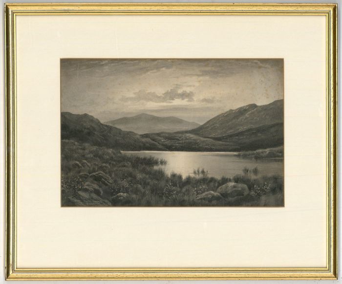 Tom Murray Bernard Bladon (1864-1939) RBSA - 1890 Grisaille Watercolour, Lake