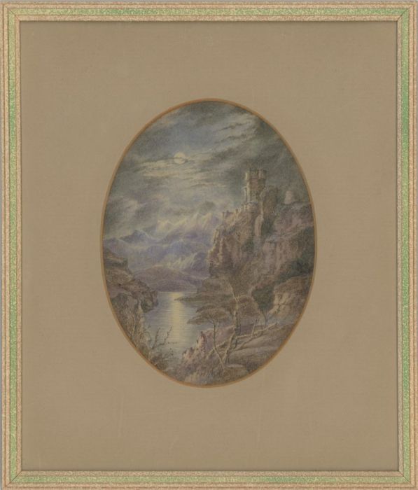 A Pair of 19th Century Framed Watercolours - Night and Day Landscapes