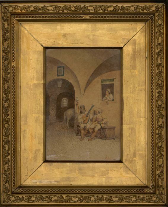 Albert Pierre Roberti (1811-1864) - 19th Century Watercolour, The Serenade