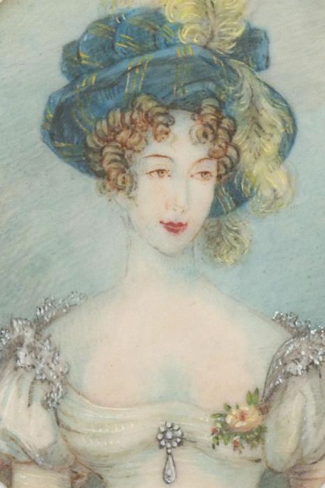 Framed 19th Century Watercolour - Miniature Portrait, Duchess of Berry