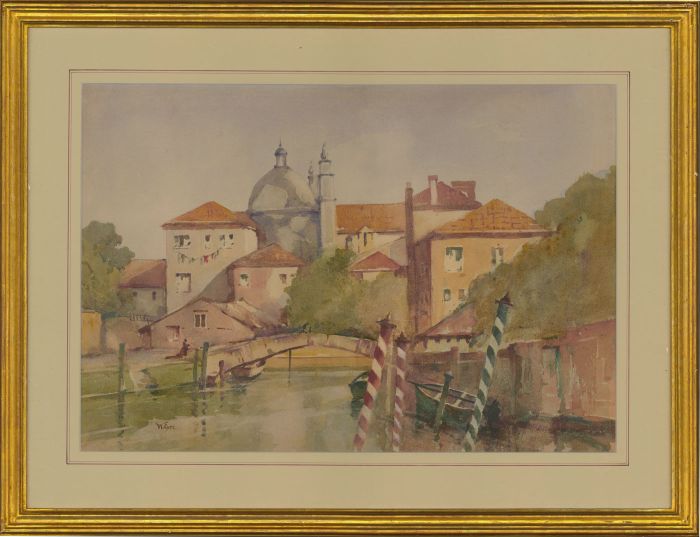 William Eyre (1891-1979) - Signed and Framed Watercolour, Canal Scene, Venice