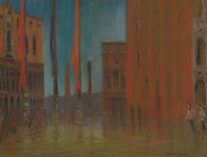 Charles Sykes FRIBA - Signed Contemporary Pastel, St Mark's Square, Venice