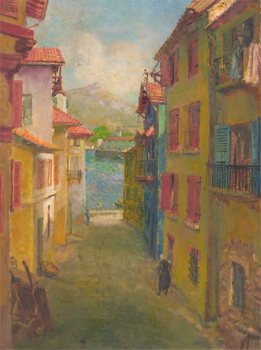 Impressionist 20th Century Oil - Mediterranean Street Scene