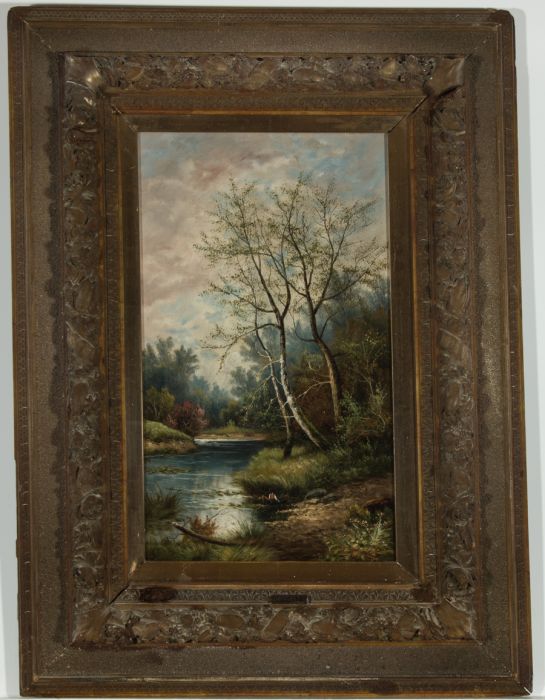 George Haller - Fine 19th Century Oil, By a River