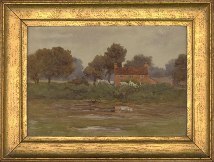 19th Century Watercolour - Rural Landscape with Cottage