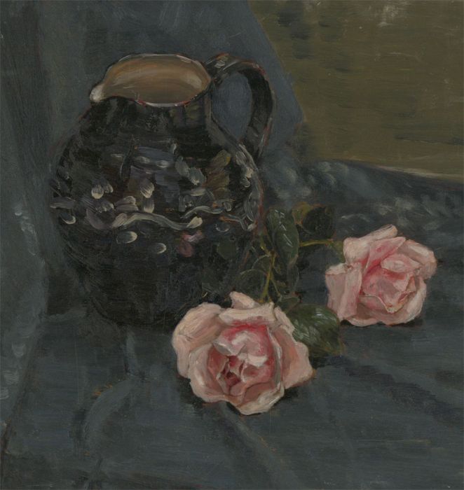 Willis - Impressionist 20th Century Oil, Still Life with Pink Roses