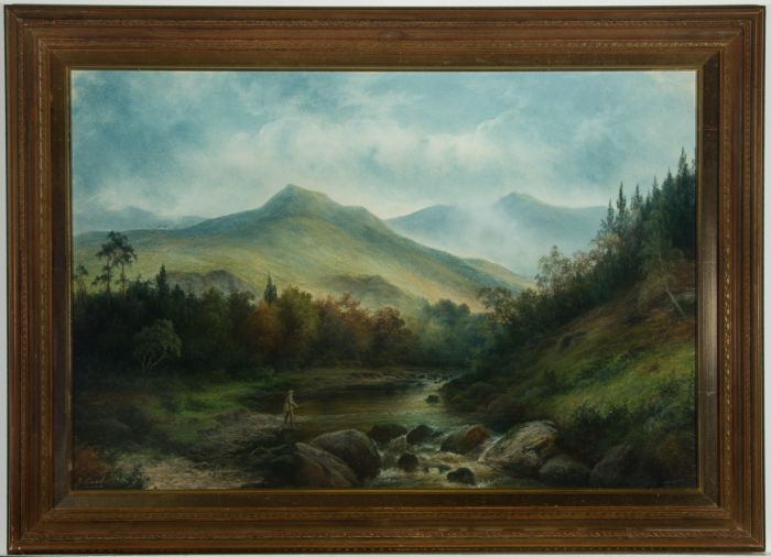 James Coad - Signed & Framed 20th Century Pastel, Fishing Landscape